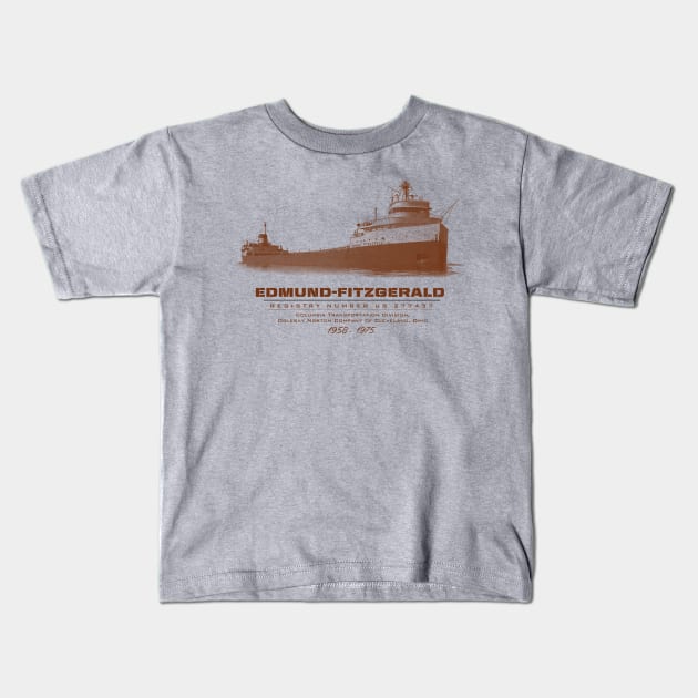 Edmund Fitzgerald Kids T-Shirt by MindsparkCreative